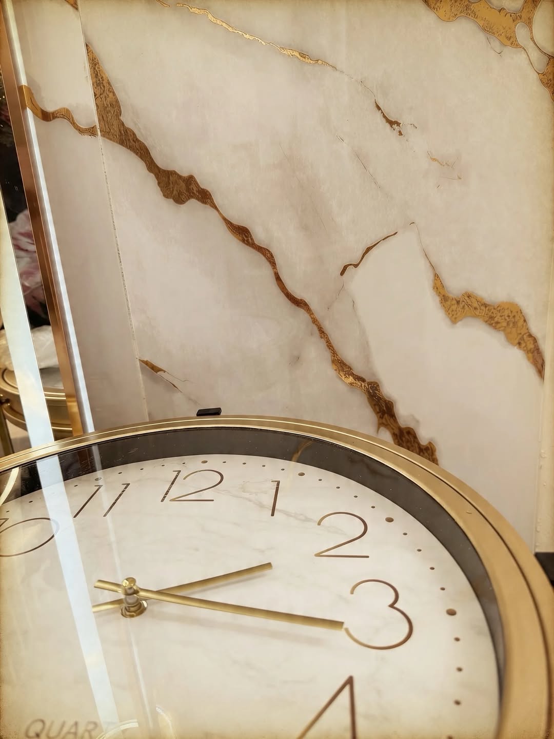 Real marble and gold interior detail at Lotus Studio