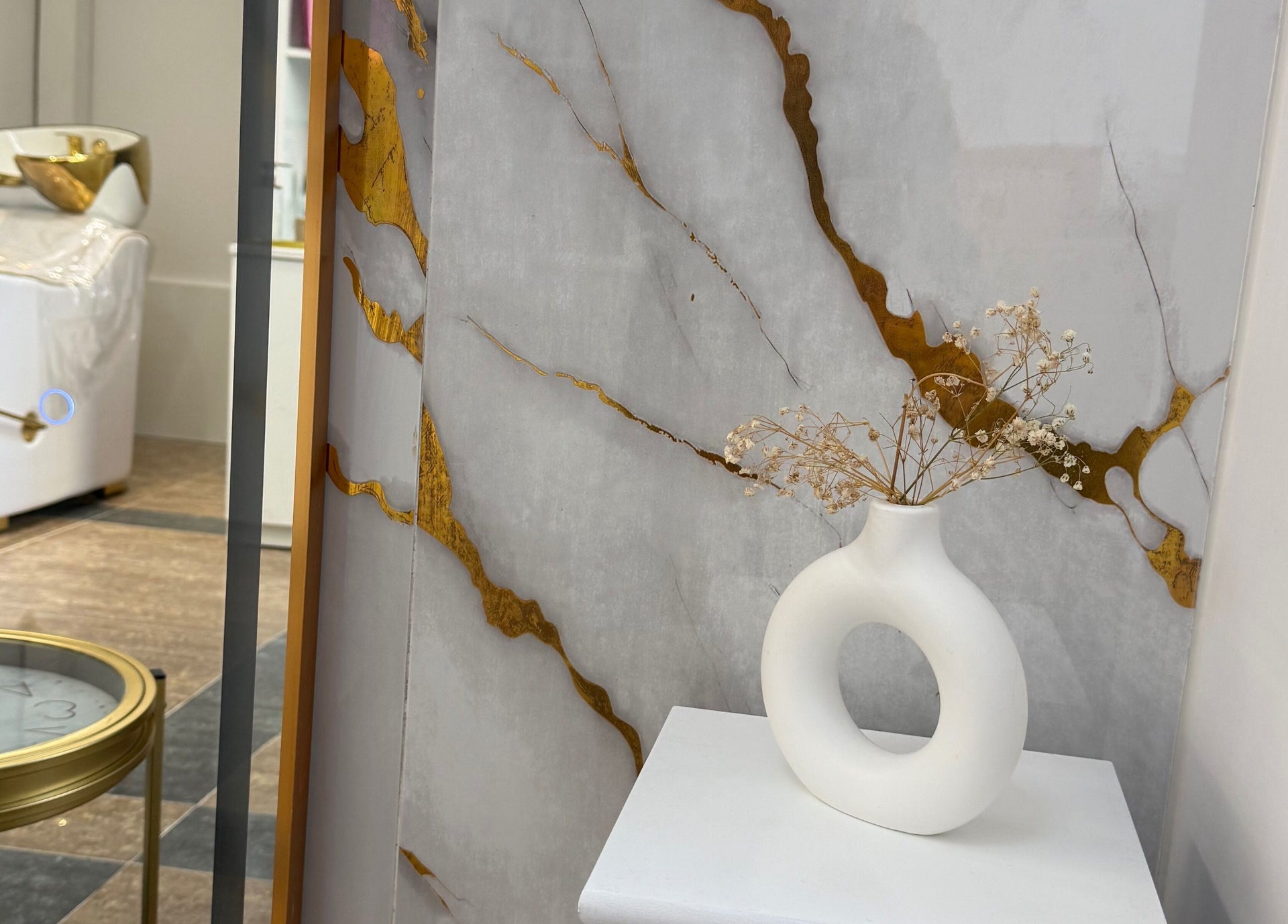 Real marble interior detail at Lotus Studio