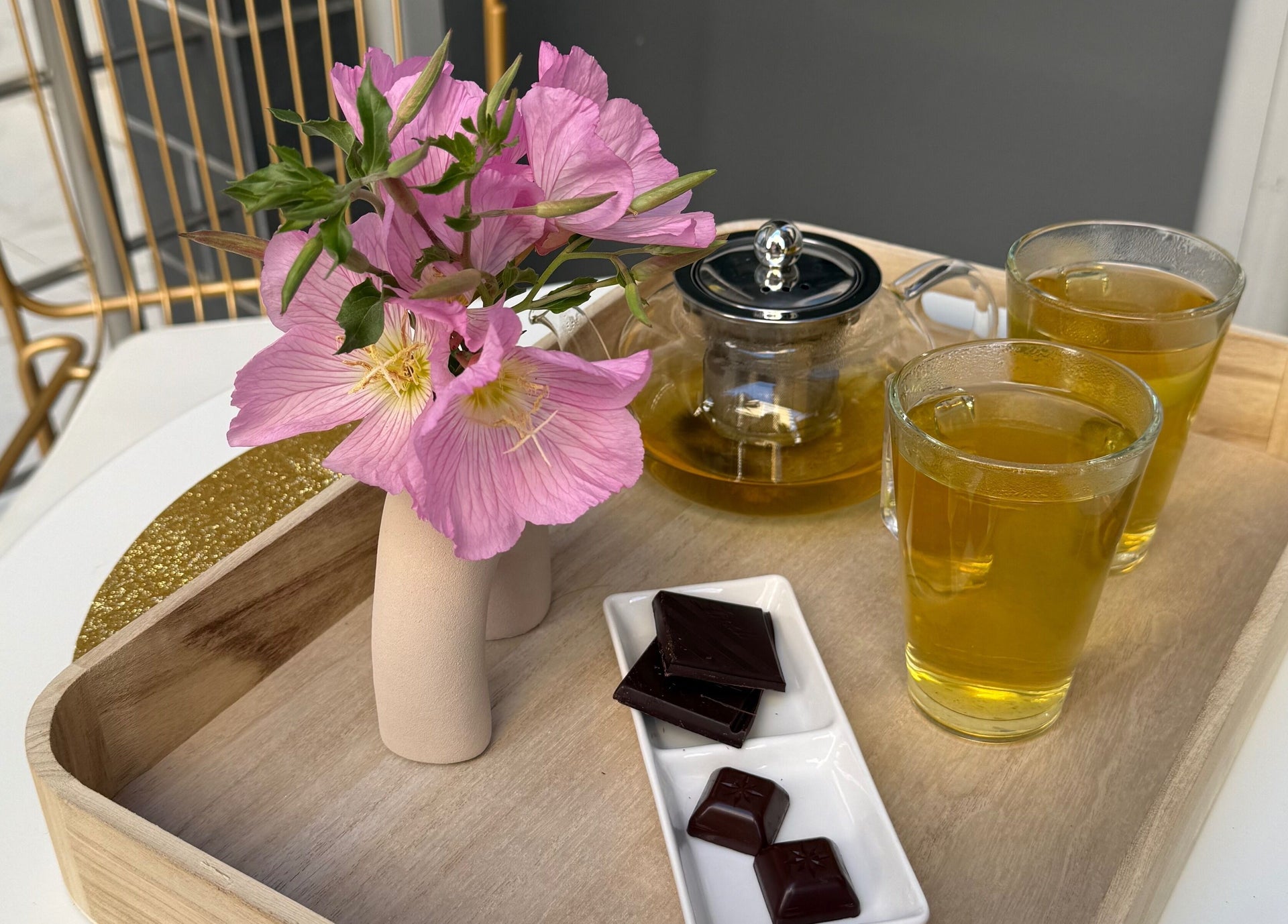Real tea and flowers detail at Lotus Studio